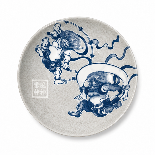 Side Plate 20cm Kyoto Fujin Raijin Design