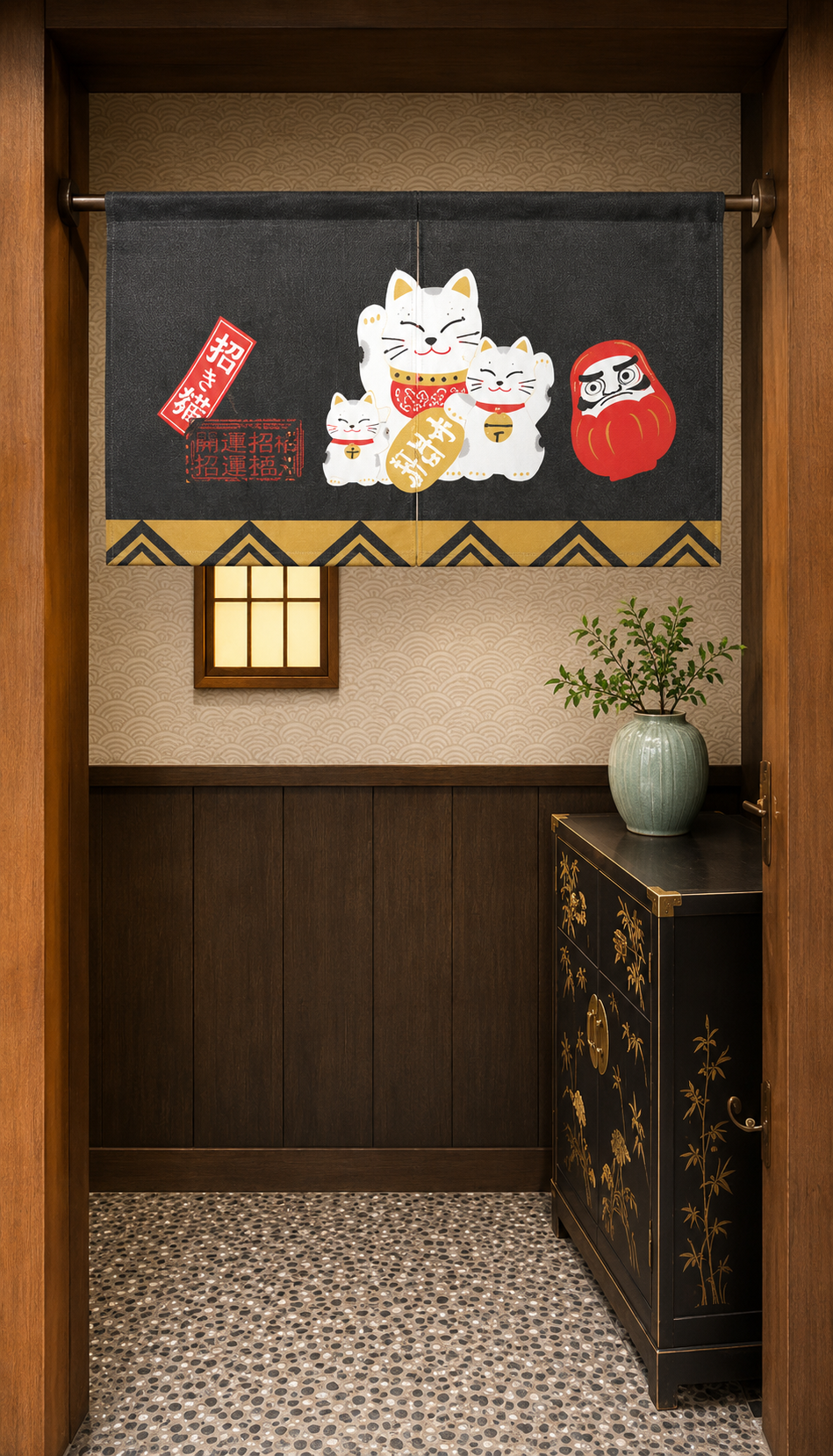Noren Door Curtain Short 85cm Maneki & Daruma
