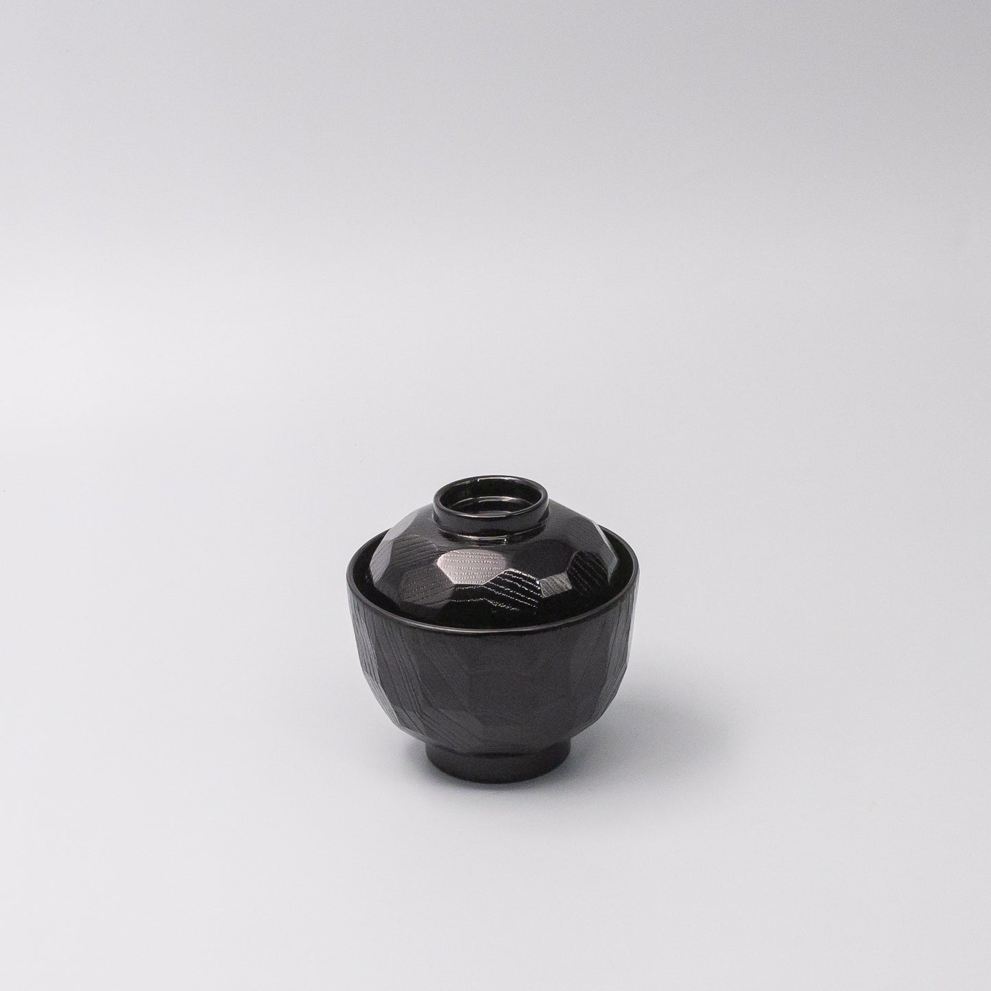 Miso Bowl Faceted 10cm Black Lacquerware