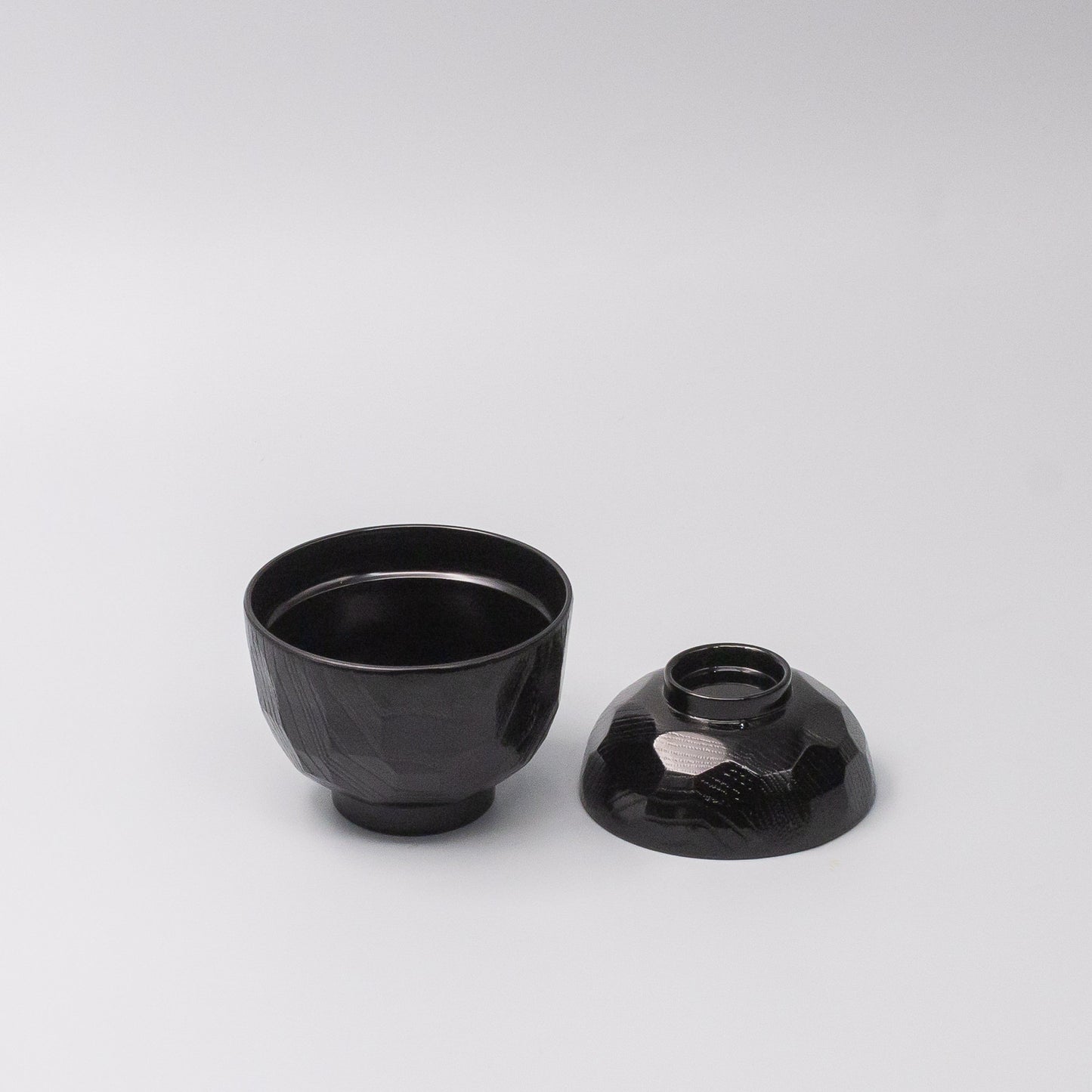 Miso Bowl Faceted 10cm Black Lacquerware