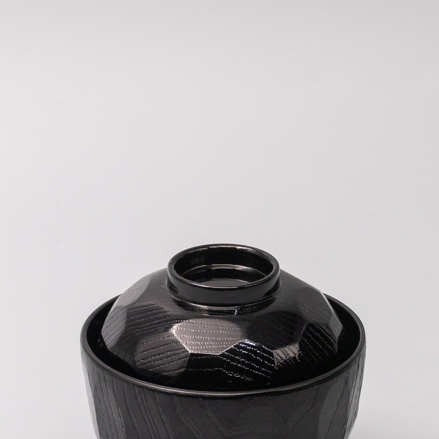 Miso Bowl Faceted 10cm Black Lacquerware