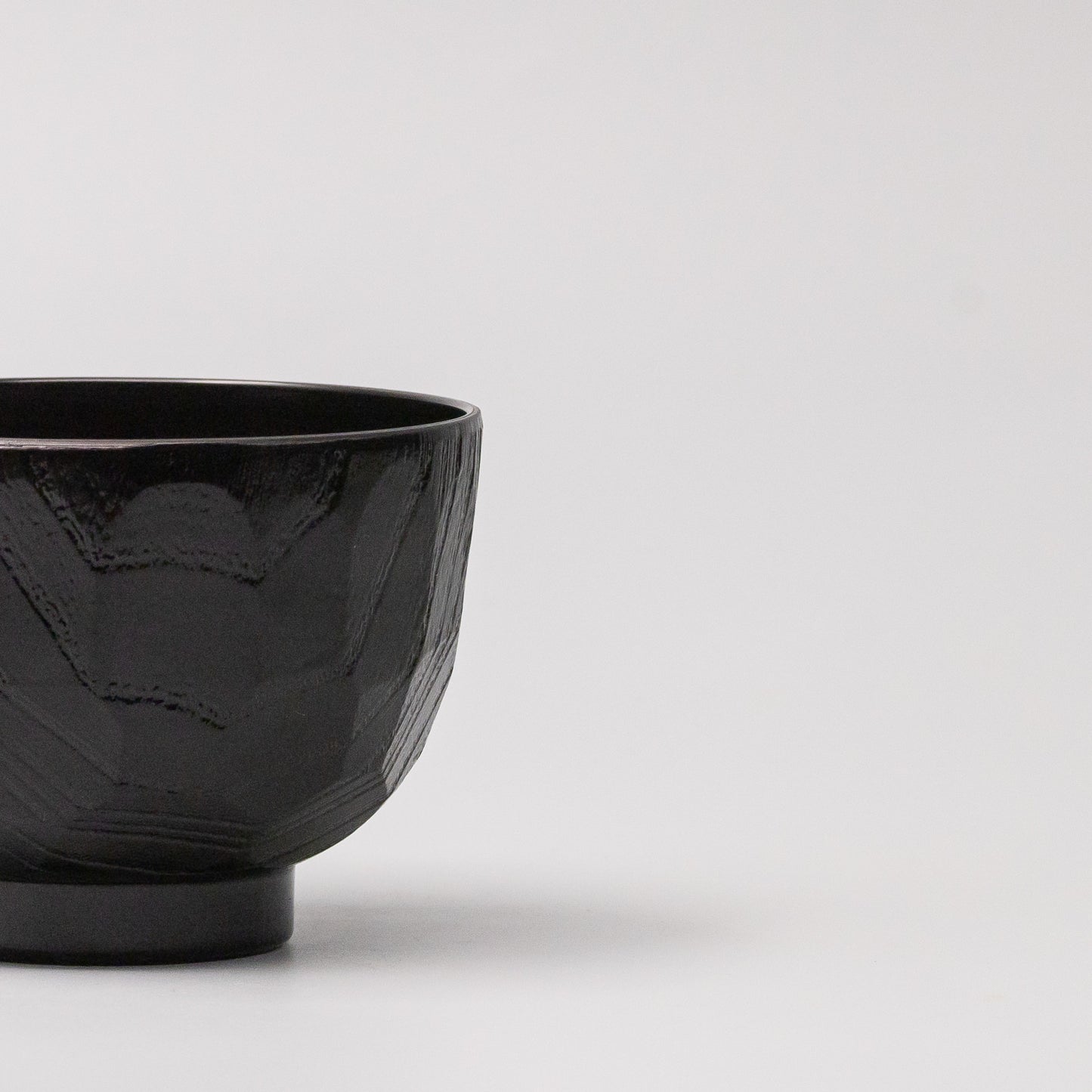 Miso Bowl Faceted 10cm Black Lacquerware