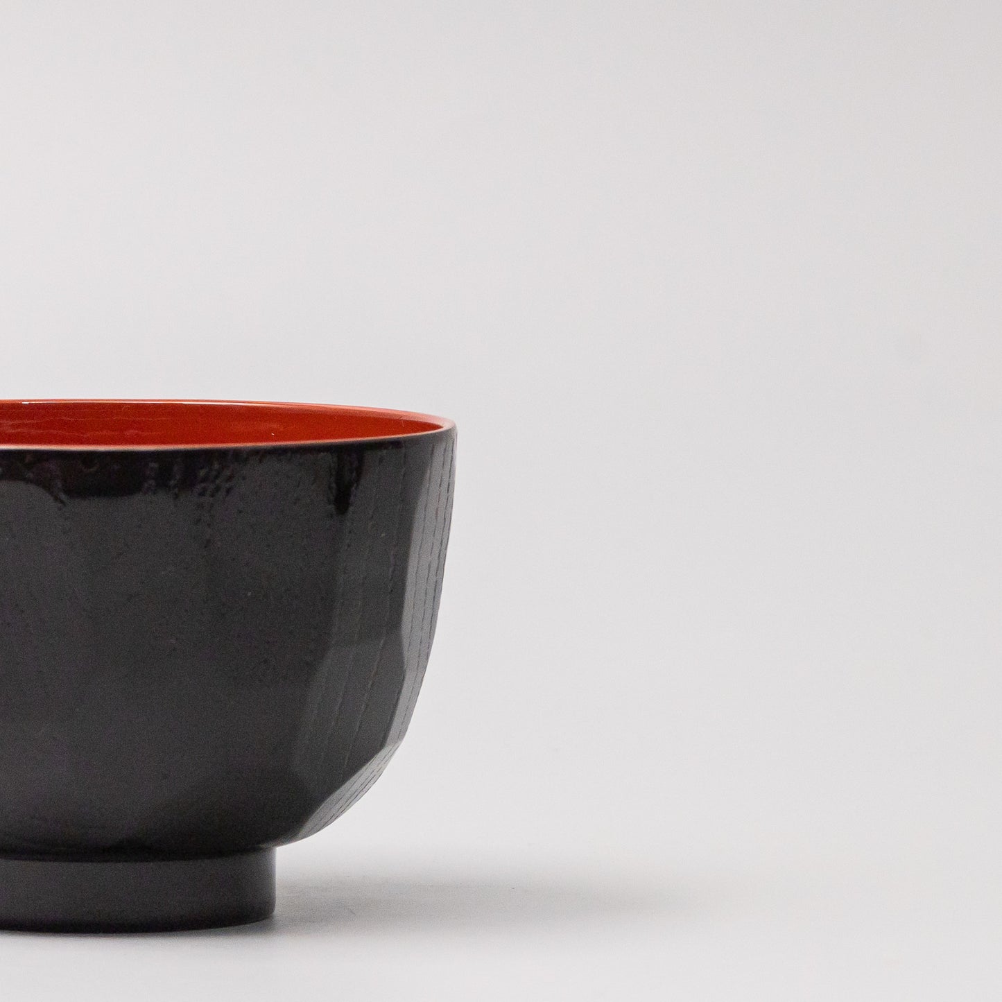 Miso Bowl Faceted 10cm Black and Red Lacquerware