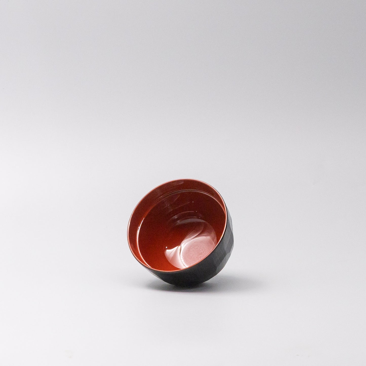 Miso Bowl Faceted 10cm Black and Red Lacquerware