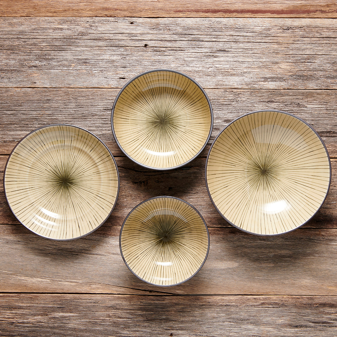 Dinner Plate 25cm Green Converging Line Glaze
