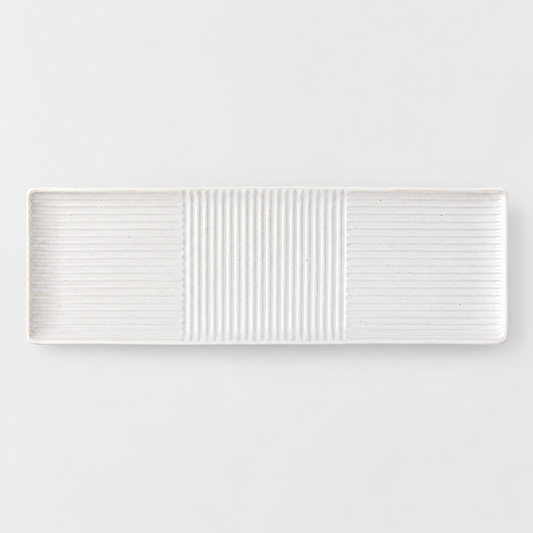 Sashimi Plate 33cm Contour Design White Glaze