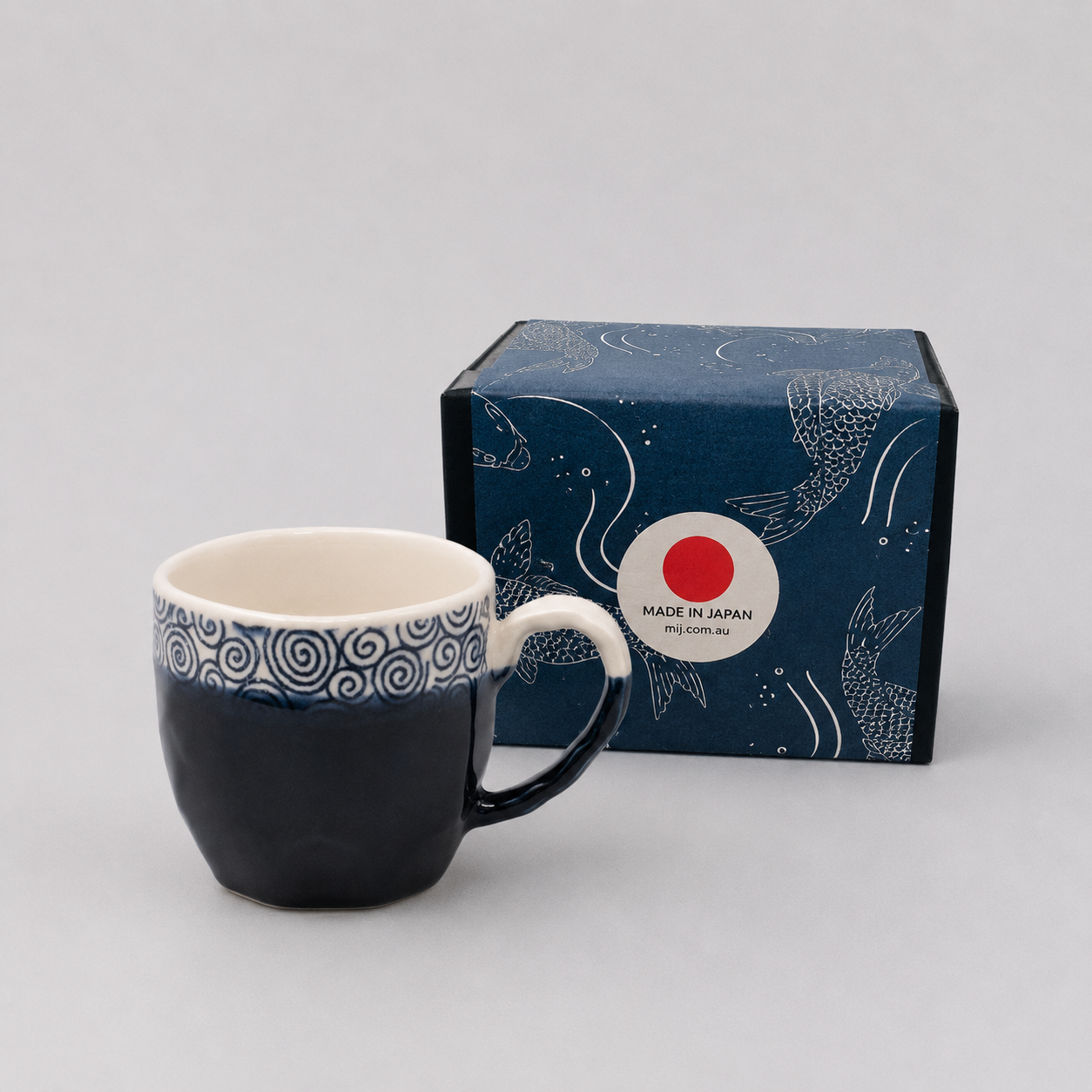 Mug in a Gift Box 260ml Navy Spiral Band Glaze