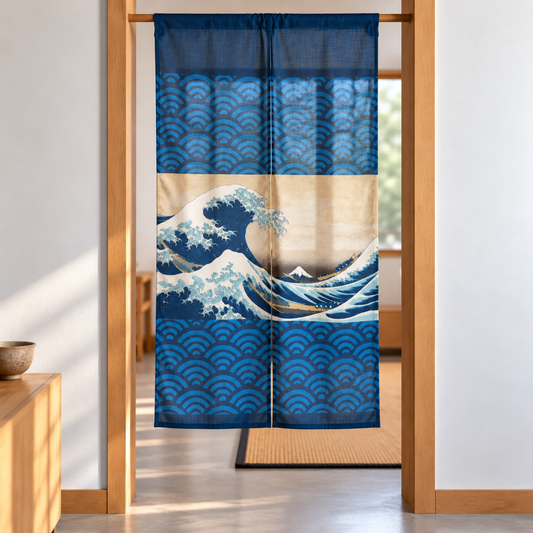 Noren Door Curtain 150cm Hokusai Wave Pattern