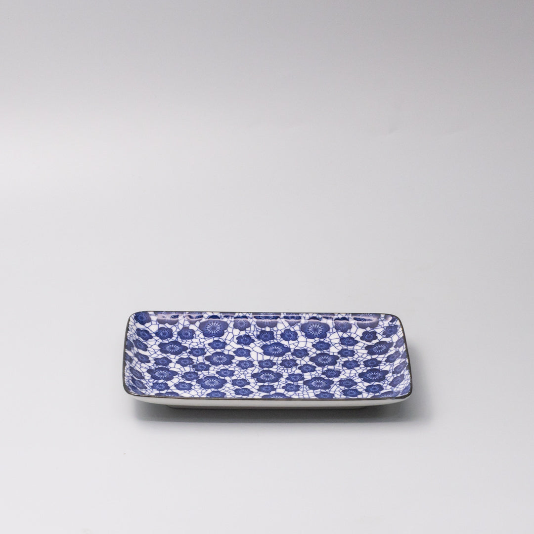 Sushi Set for Two with Chopsticks Black Blue Plum Design