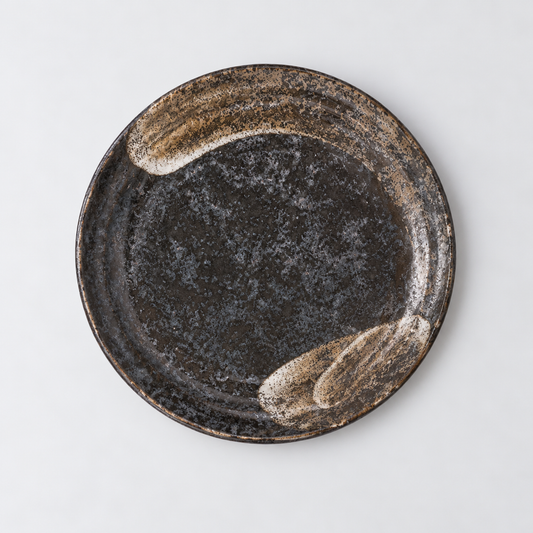 Plate Flat Based 25cm Bronze Brushstroke Glaze