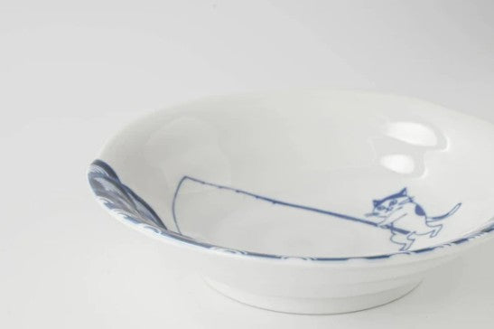Shallow Bowl 14cm Fishing Cat Design