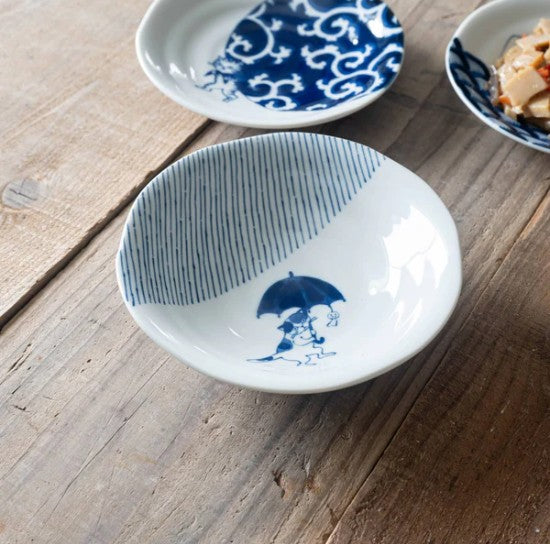 Shallow Bowl 14cm Umbrella Cat Design