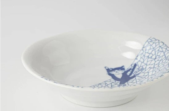 Shallow Bowl 14cm Skating Cat Design