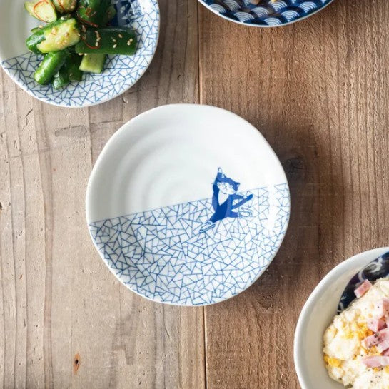 Tapas Plate 16.5cm Skating Cat Design