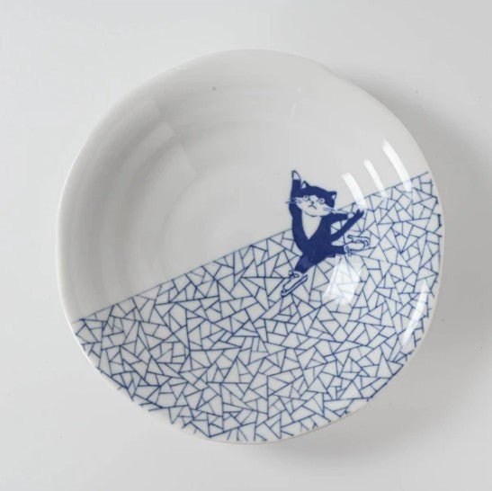 Tapas Plate 16.5cm Skating Cat Design