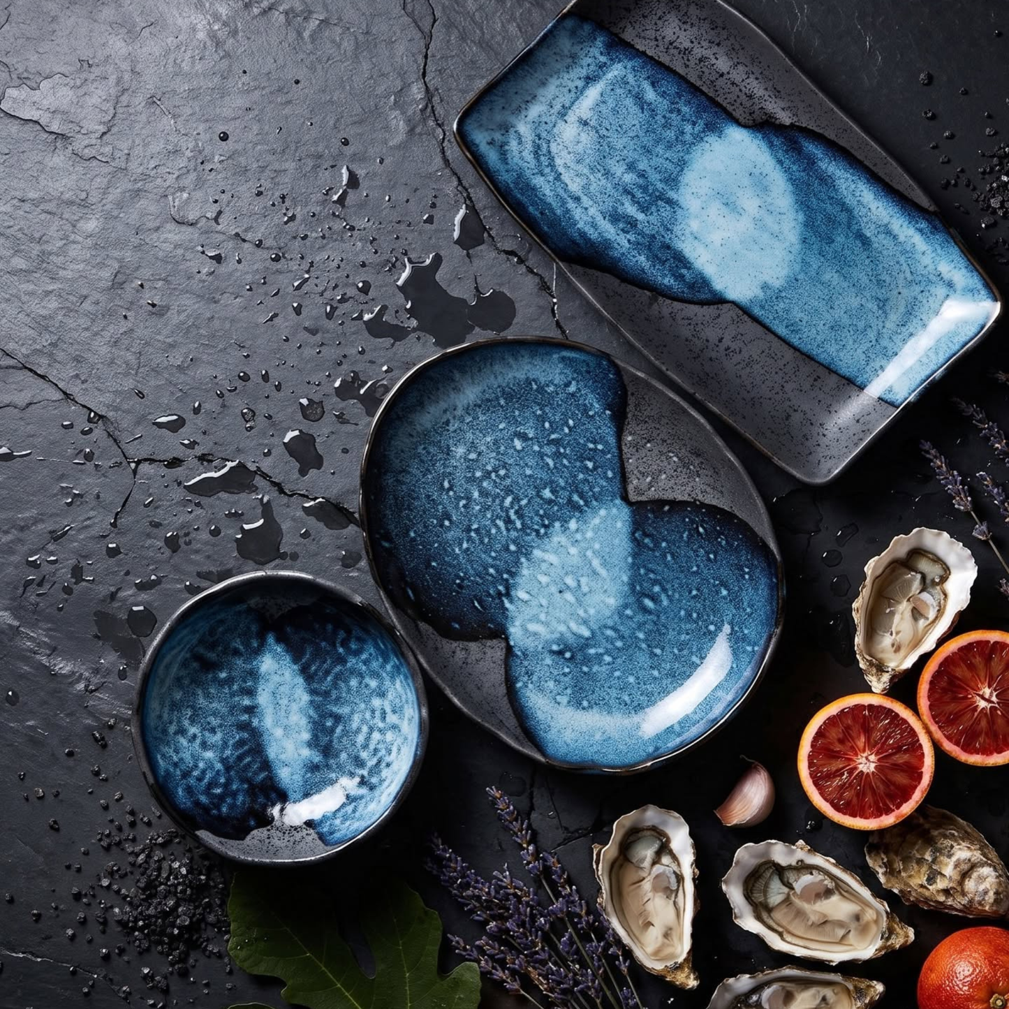 Organic Bowl Oval 16cm Storm Glaze