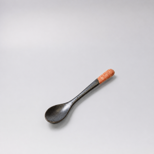Small Black Spoon 12.5cm Peach Asanoha
