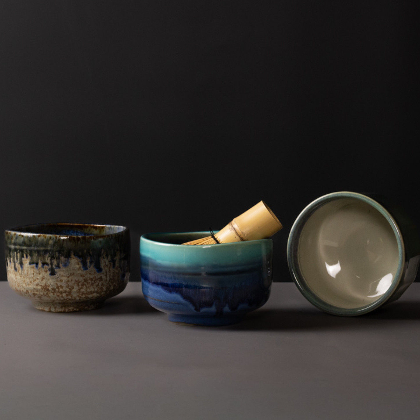 Matcha Tea Bowl 11.5cm Earth with Forest River