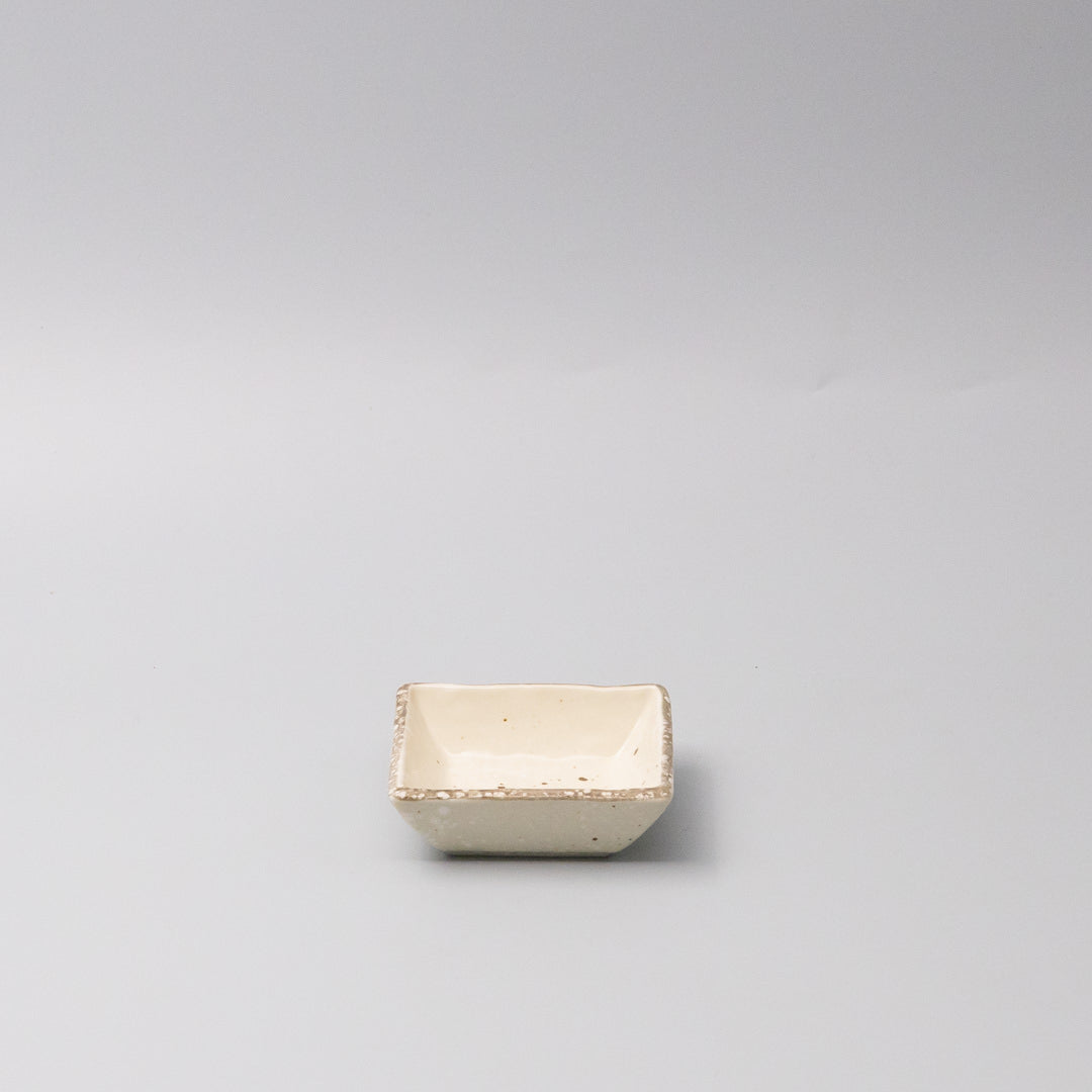 Sauce Dish Square 9cm Natural with Brown Edge