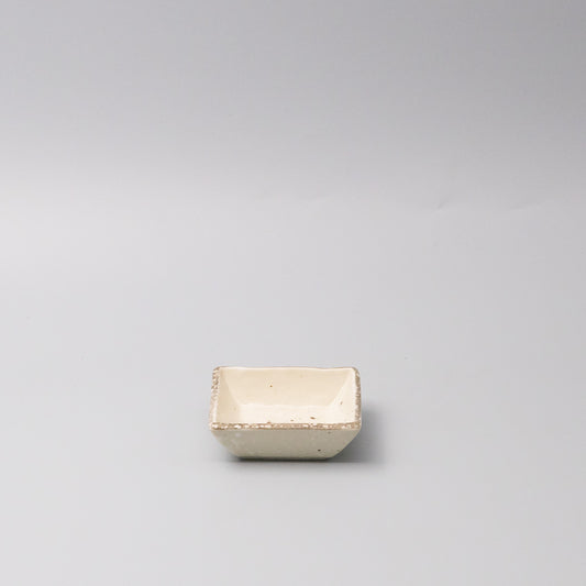 Sauce Dish Square 9cm Natural with Brown Edge