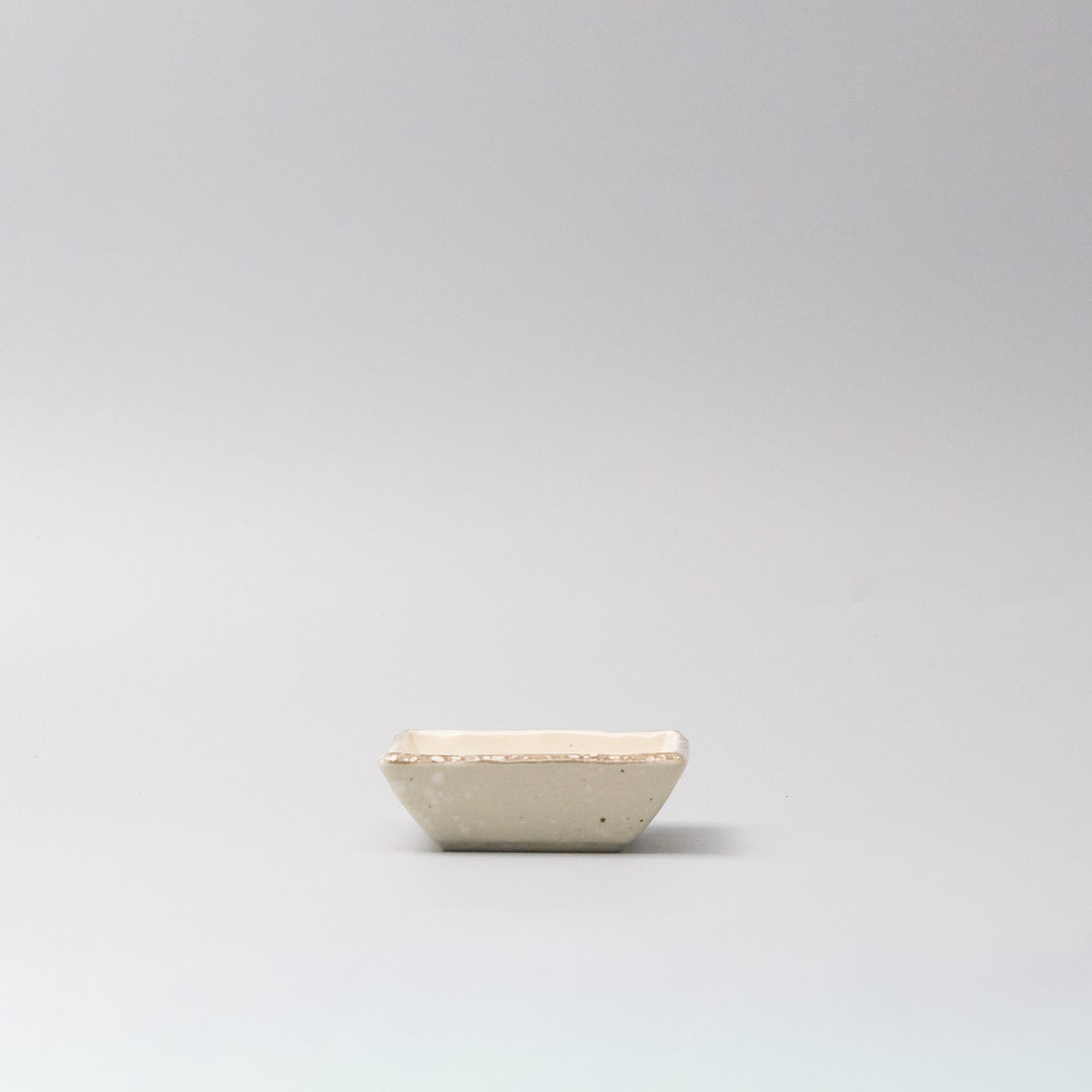 Sauce Dish Square 9cm Natural with Brown Edge
