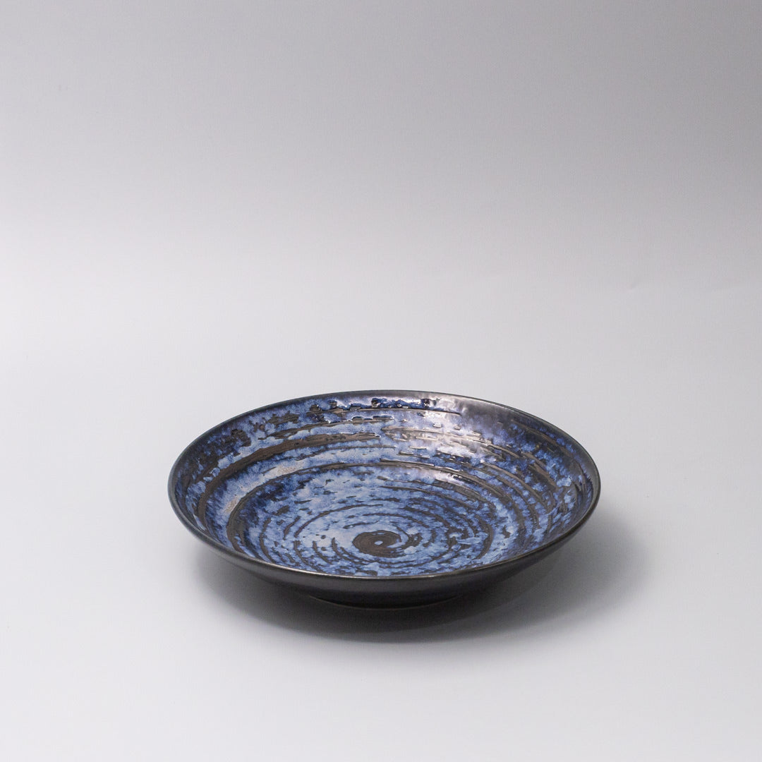23cm copper swirl shallow bowl 45 degree angle Japanese ceramic tableware