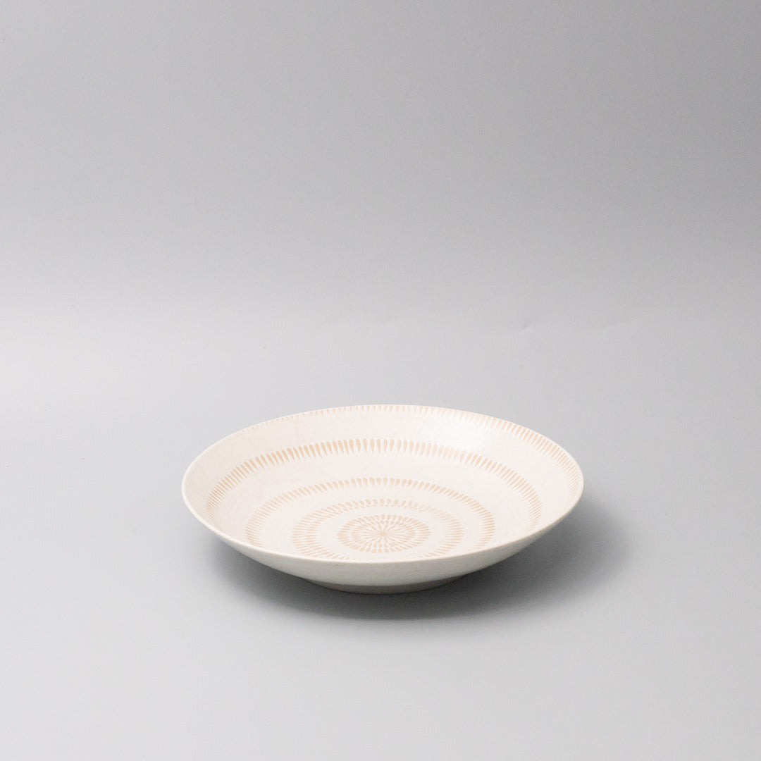 Bowl Open Shallow 23cm Ivory Spiral Glaze