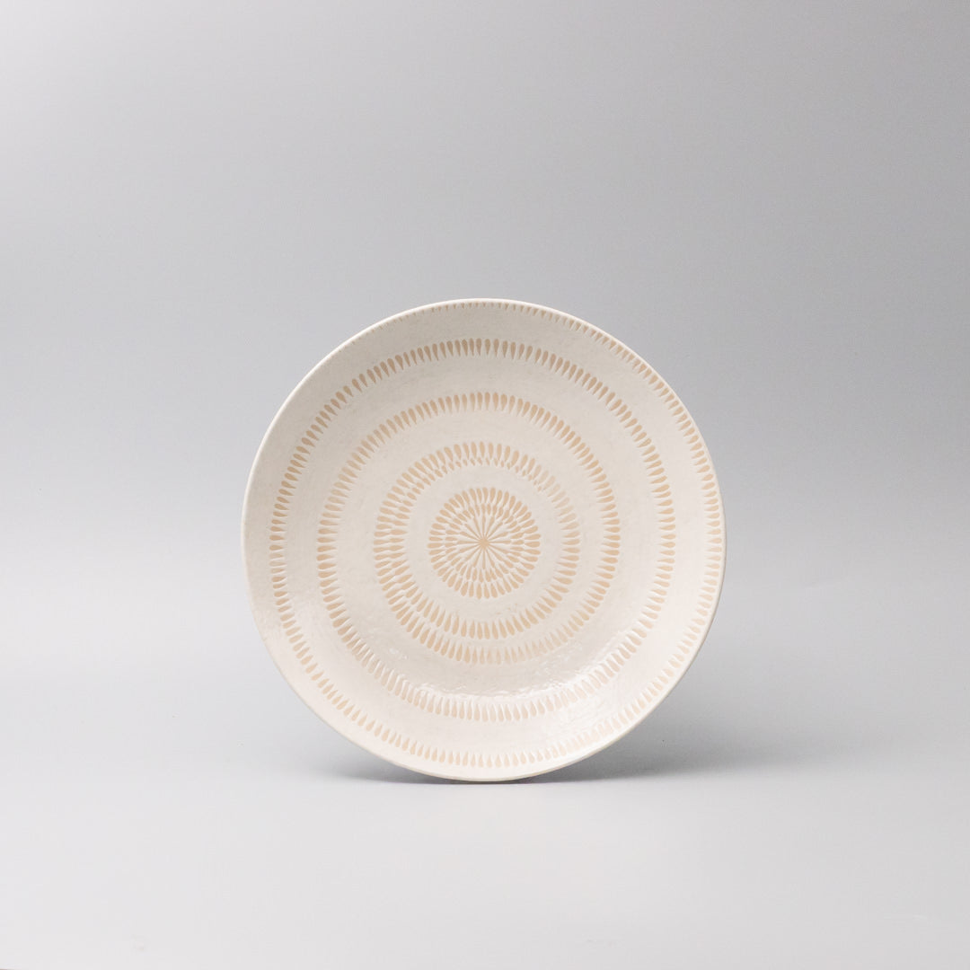 Bowl Open Shallow 23cm Ivory Spiral Glaze