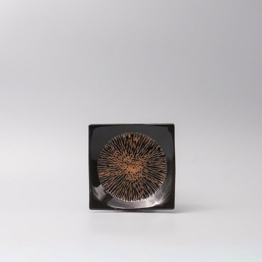 Plate Square 13.5cm Bronze Converging Glaze