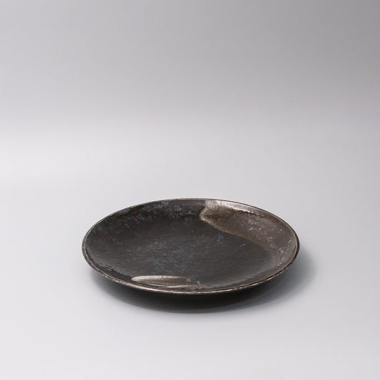 25cm ceramic plate bronze brushstroke glaze 45 degree angle curved plate