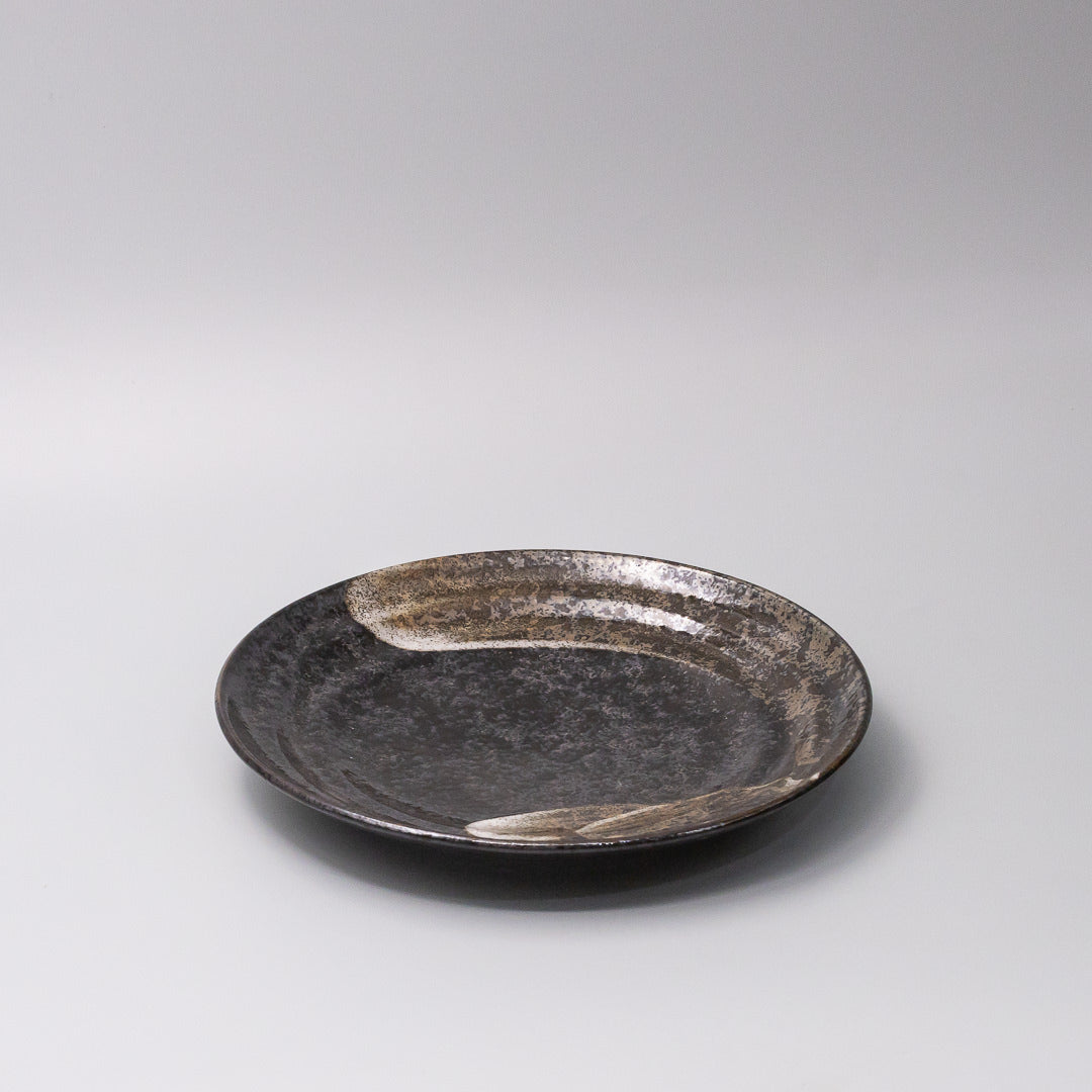 25cm ceramic plate bronze brushstroke glaze 45 degree angle wide plate