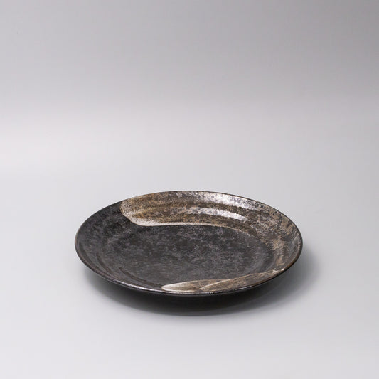 25cm ceramic plate bronze brushstroke glaze 45 degree angle wide plate