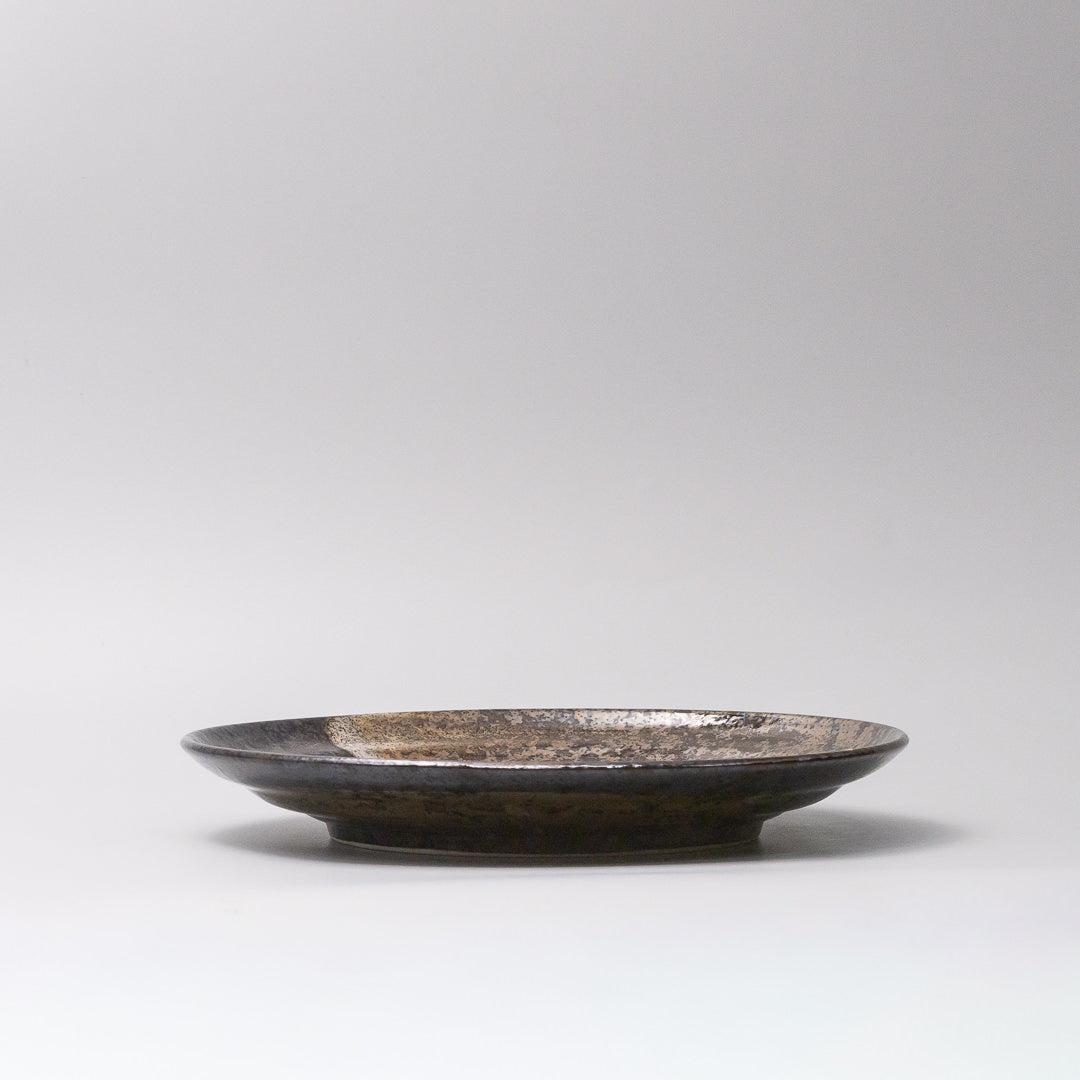 25cm ceramic plate bronze brushstroke glaze side view profile plate