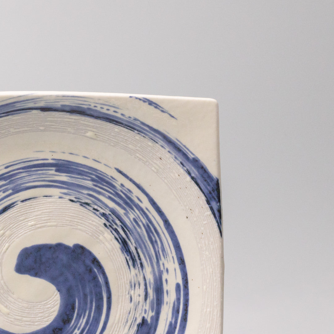Square Plate 23cm Blue Swirl Glaze
