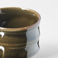 Ridged Sake Cup 40 ml 'ochoko' / Oribe Green Glaze