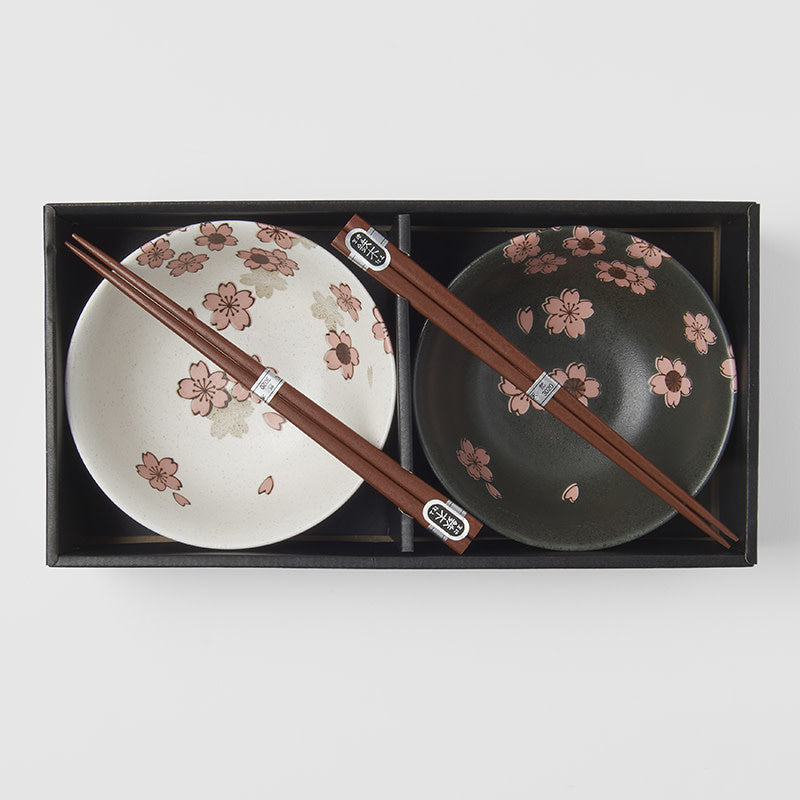 Bowl Set Cherry Blossom 2 x 400 ml with Chopsticks