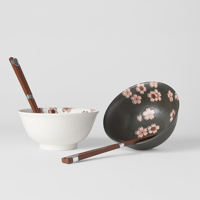 Bowl Set Cherry Blossom 2 x 400 ml with Chopsticks