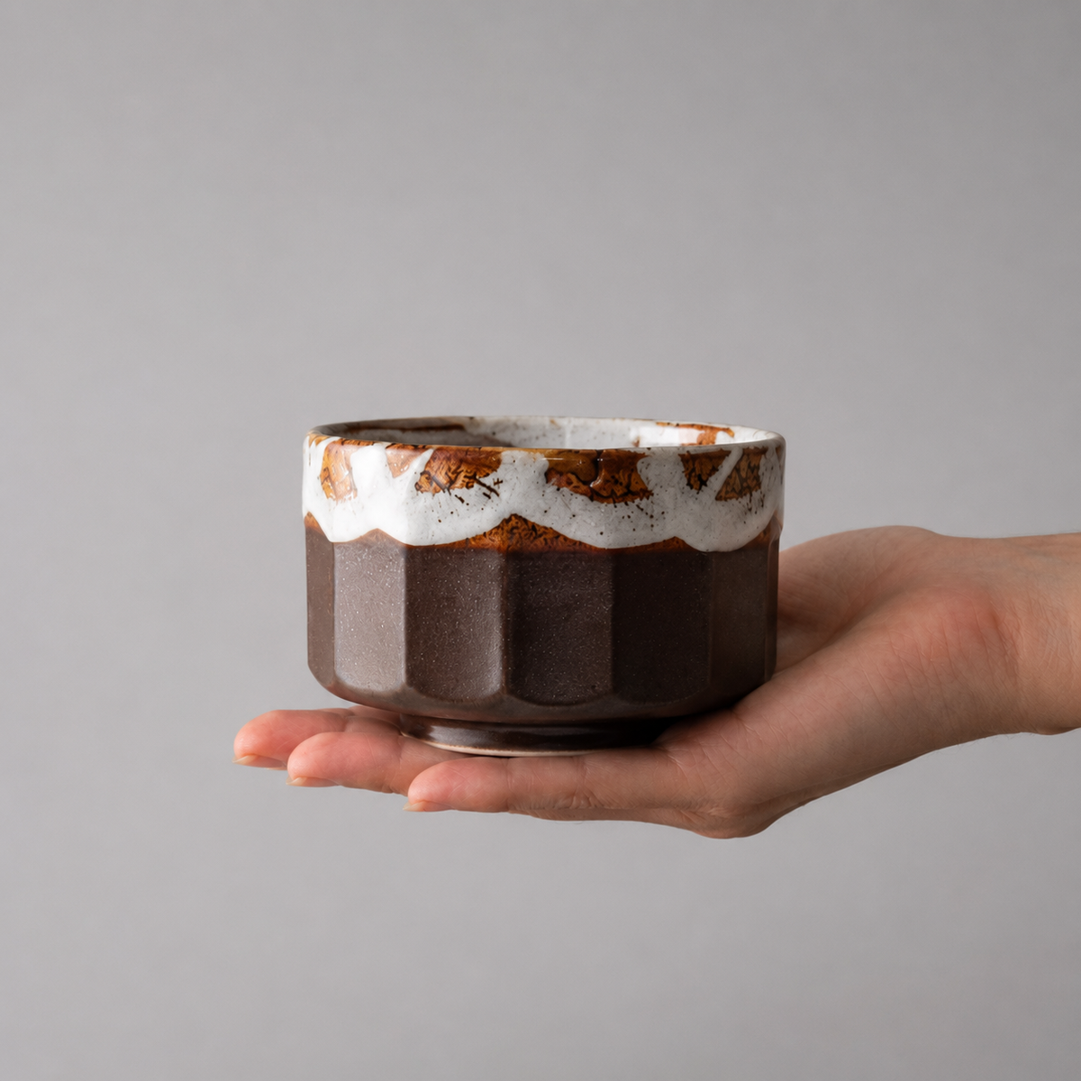 Matcha Tea bowl 11cm Metallic Rust Glaze