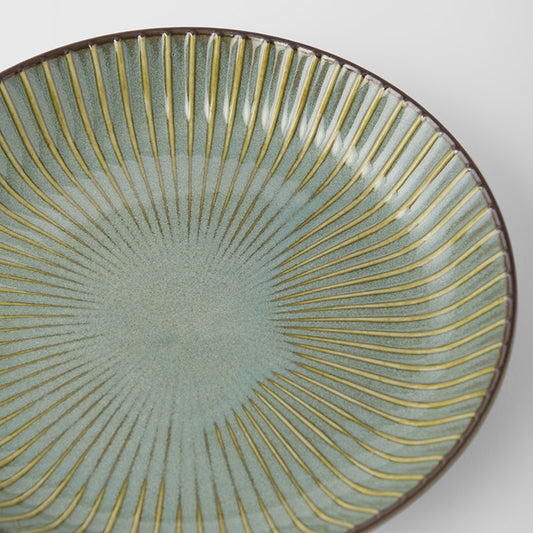 High Rim Plate 22.5 cm / Green Sendan Glaze