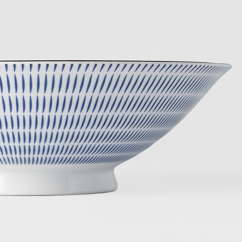 Radiating Lines Blue & White Ramen Bowl 25 cm, 900 ml