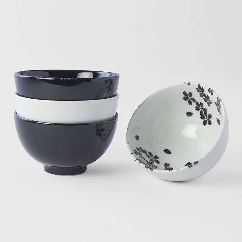 Bowl Set 11.5 cm, 200 ml / Black & White Sakura Design