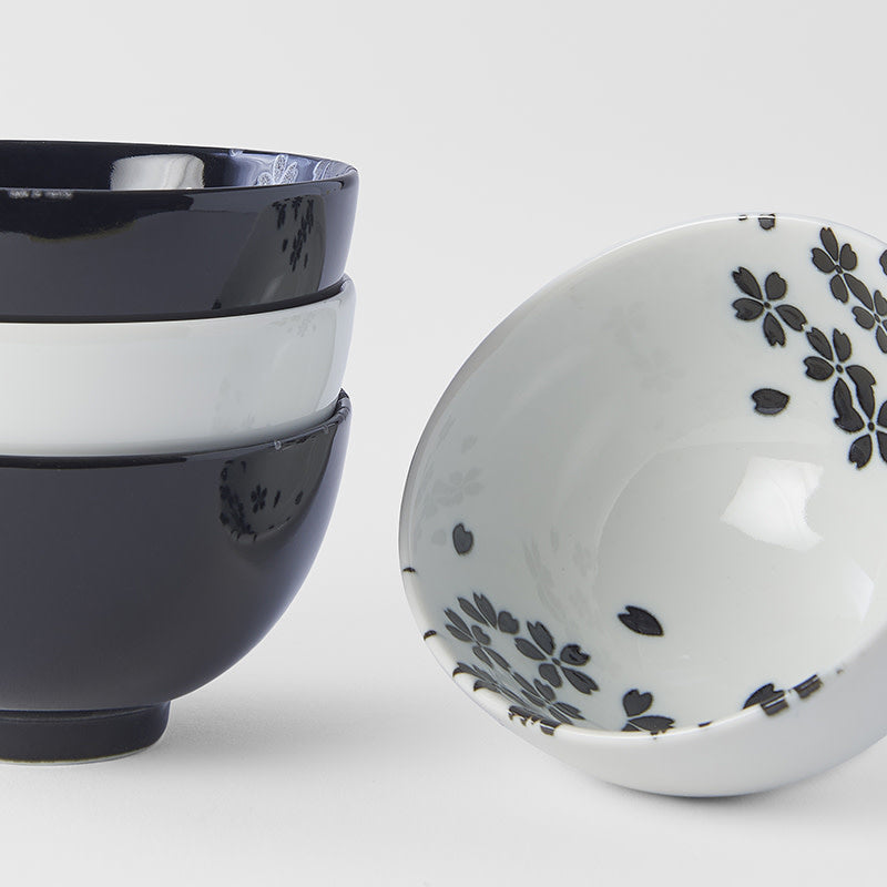 Bowl Set 11.5 cm, 200 ml / Black & White Sakura Design