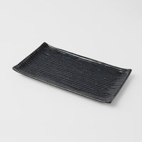 Sushi Plate 24cm Line Design Black Glaze