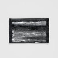 Sushi Plate 24cm Line Design Black Glaze
