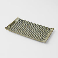 Sushi Plate 24cm Line Design Green Glaze