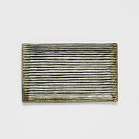 Sushi Plate 24cm Line Design Green Glaze