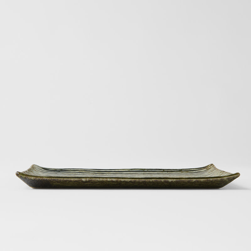 Sushi Plate 24 cm / Green Contour Glaze