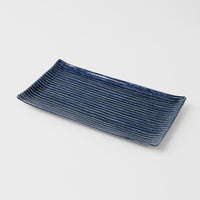 Sushi Plate 24cm Line Design Blue Glaze