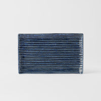 Sushi Plate 24cm Line Design Blue Glaze