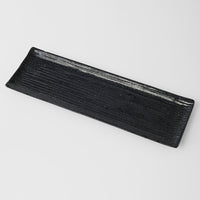 Sashimi Plate 33cm Line Design Black Glaze